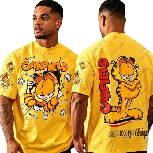 new Men's Garfield Print T-Shirt | Streetwear Casual Tee | 3 Colors