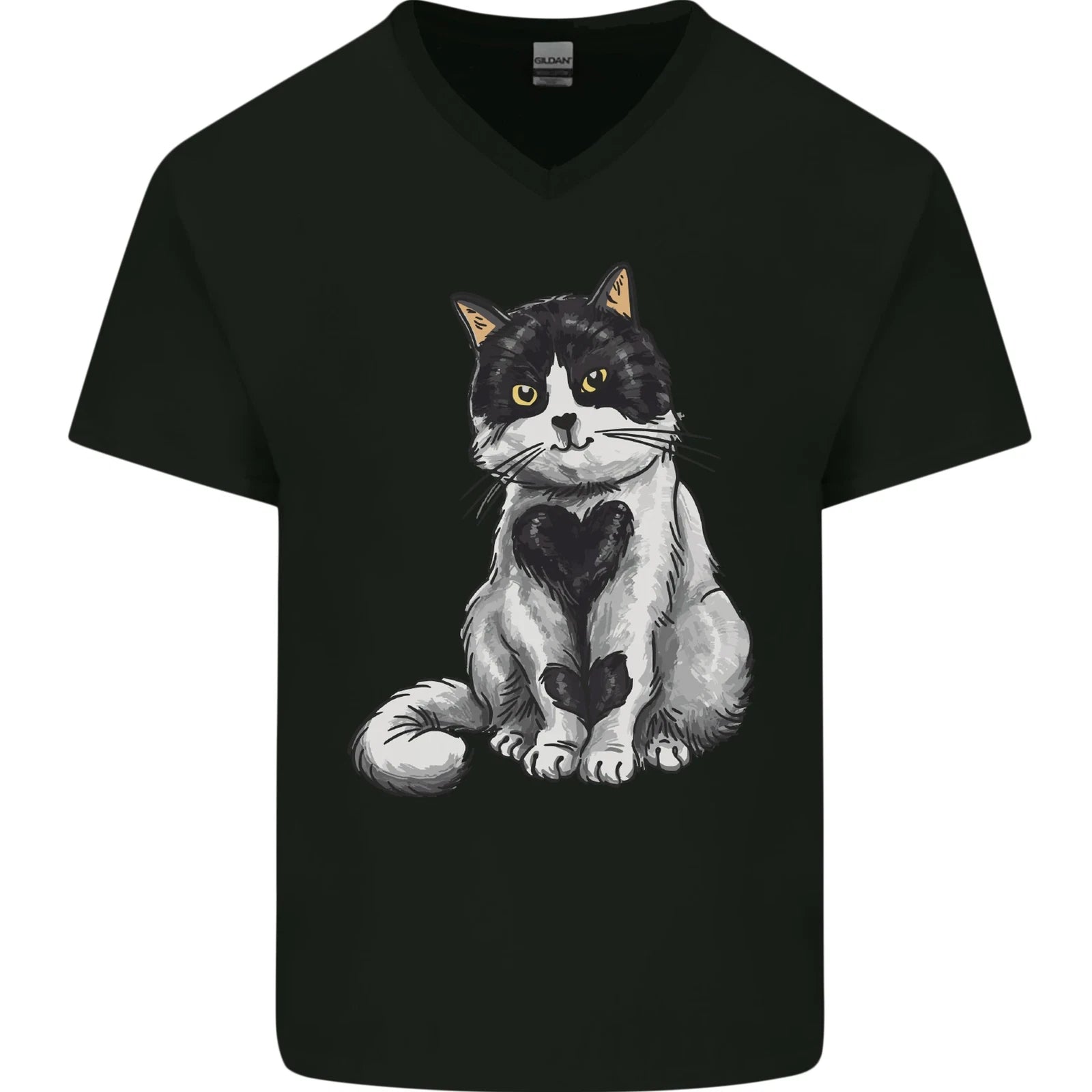 I Love Cats Cute Kitten Mens V-Neck Cotton T-Shirt
