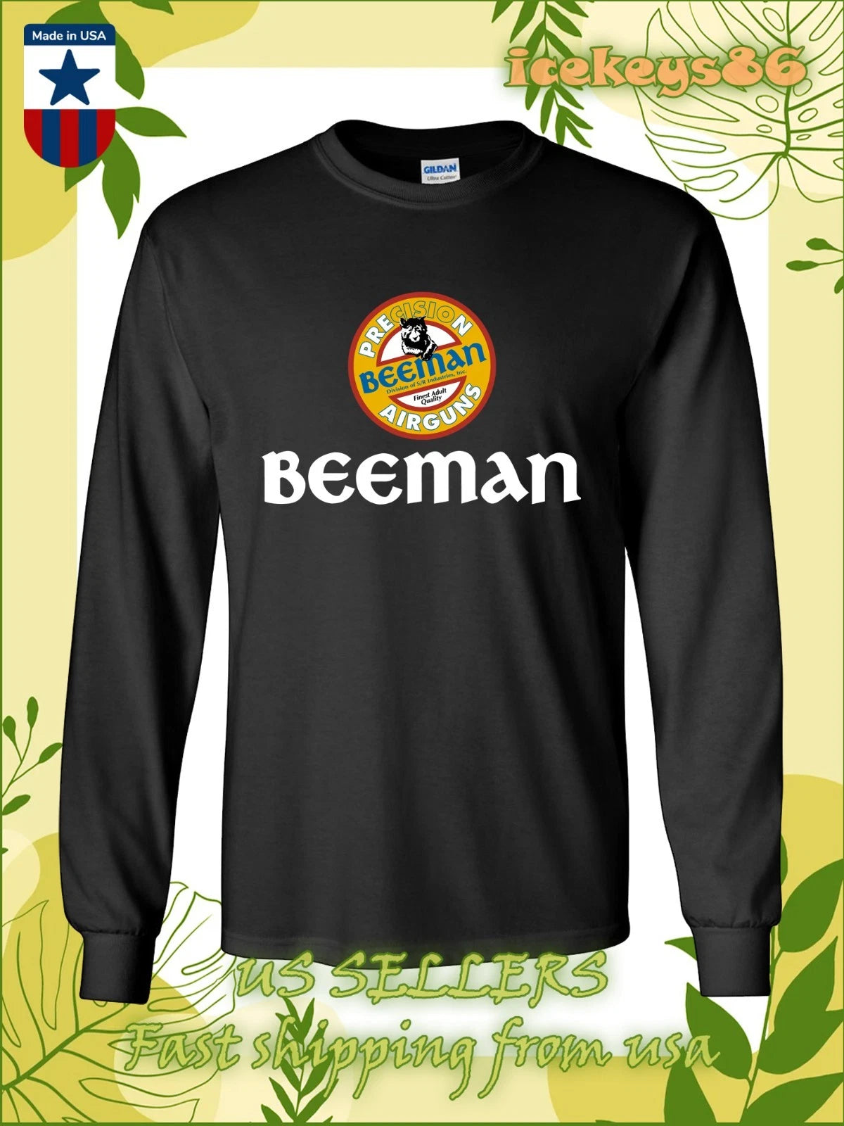 New Beeman Airguns Logo Men's Long Sleeve T-Shirt American Cool T-Shirt