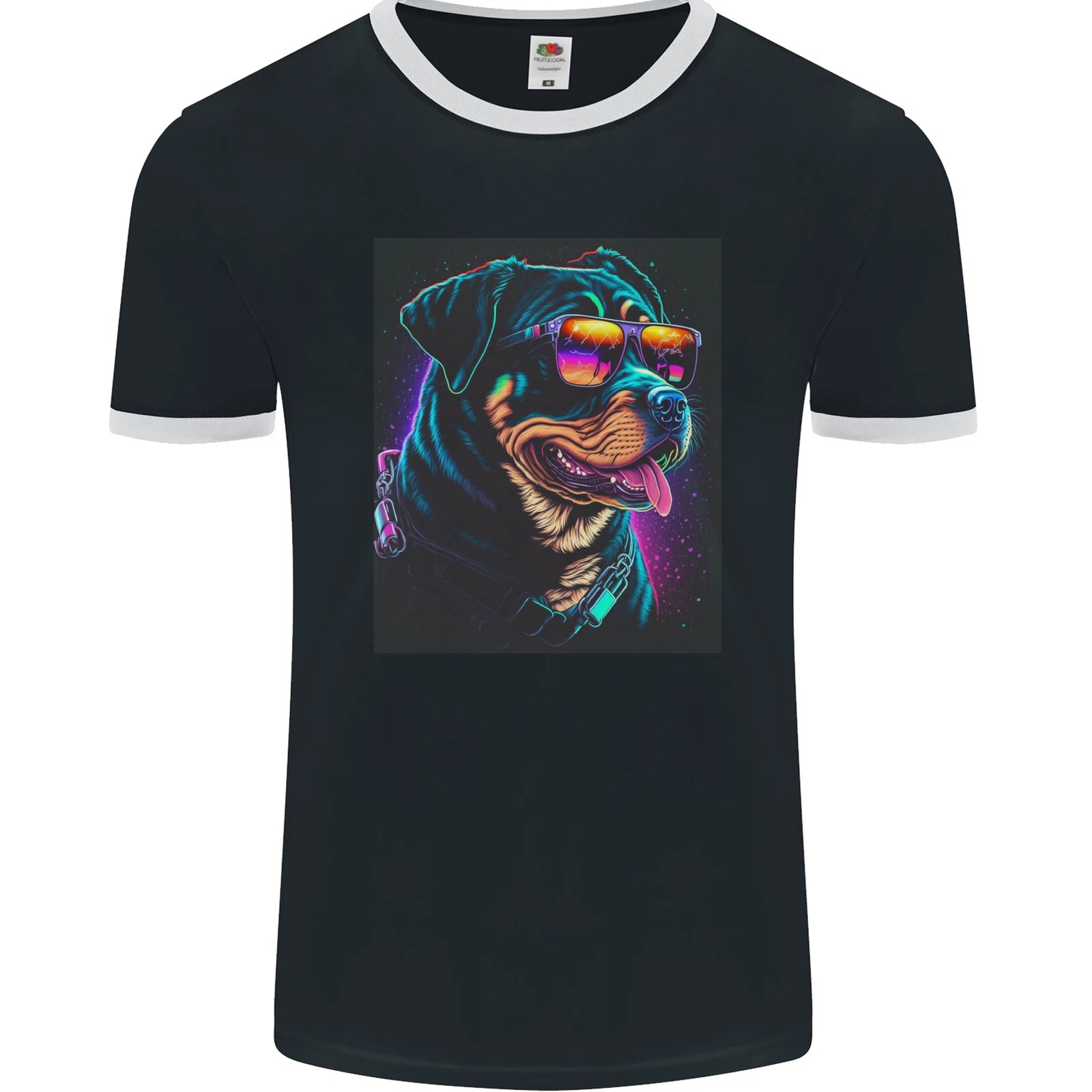 A Cool Rottweiler With Glasses Dog Mens Ringer T-Shirt FotL