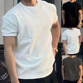 Loose Fit Men's Solid Color T-Shirt Short Sleeve Polyester Spandex Top