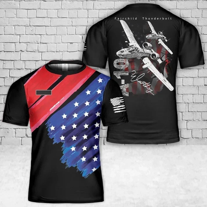 Custom Name US Air Force Fairchild A-10 Thunderbolt II Warthog T-Shirt 3D