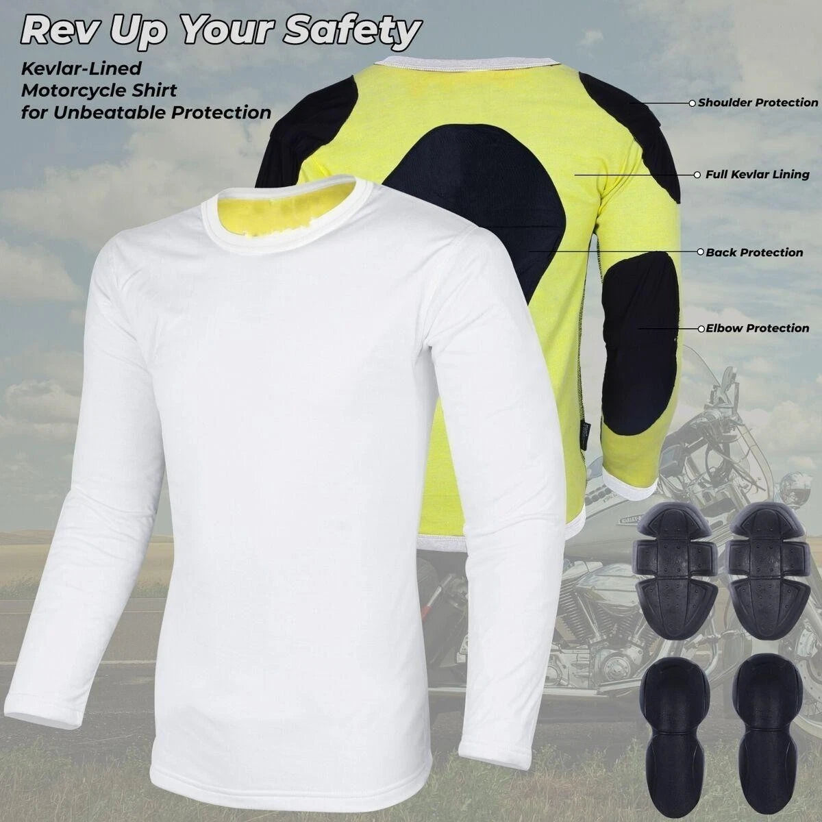 Men Motorcycle Bikers T-Shirt Jacket lined with Kevlar CE Armours