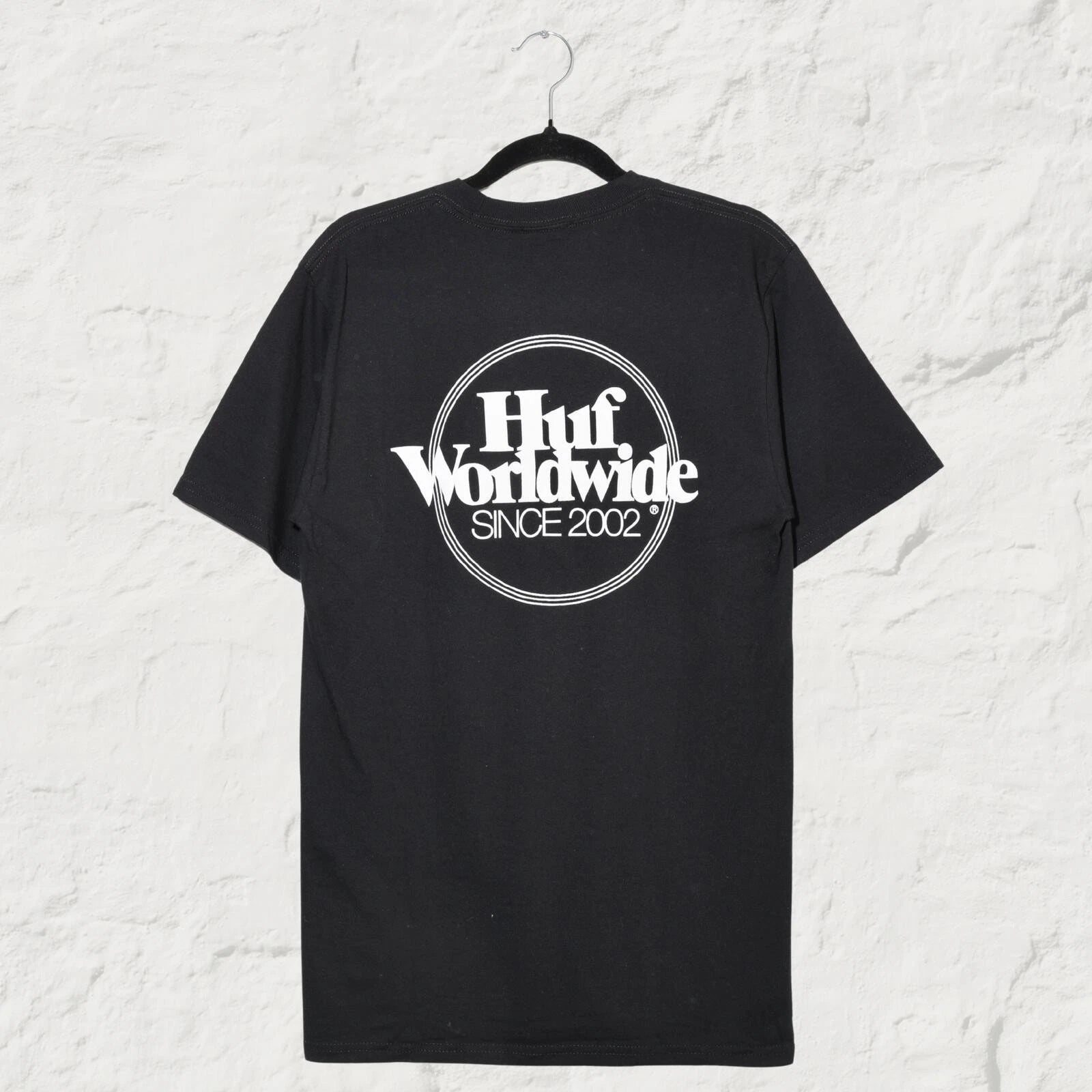 HUF Issues Logo Puff Print Tee Black Skate Streetwear T-Shirt Size S