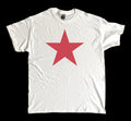 cool RED STAR screen printed WHITE cotton T shirt