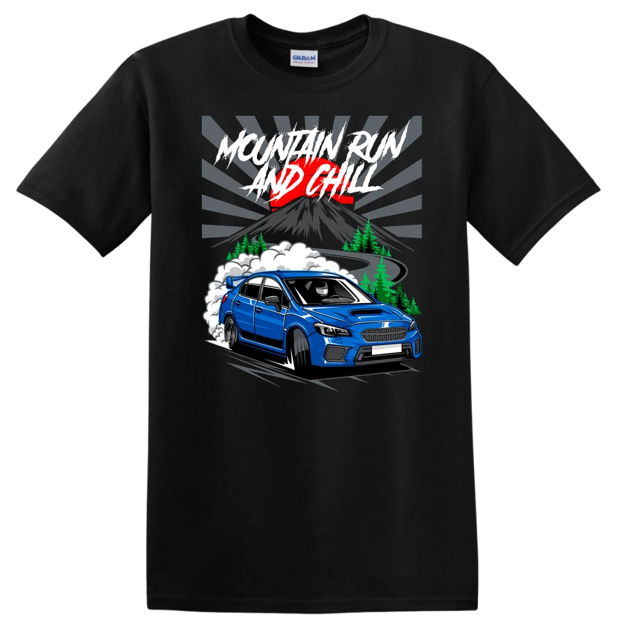 Mountain Run and Chill Car T Shirt Cool Automotive Graphic Tee for Drivers