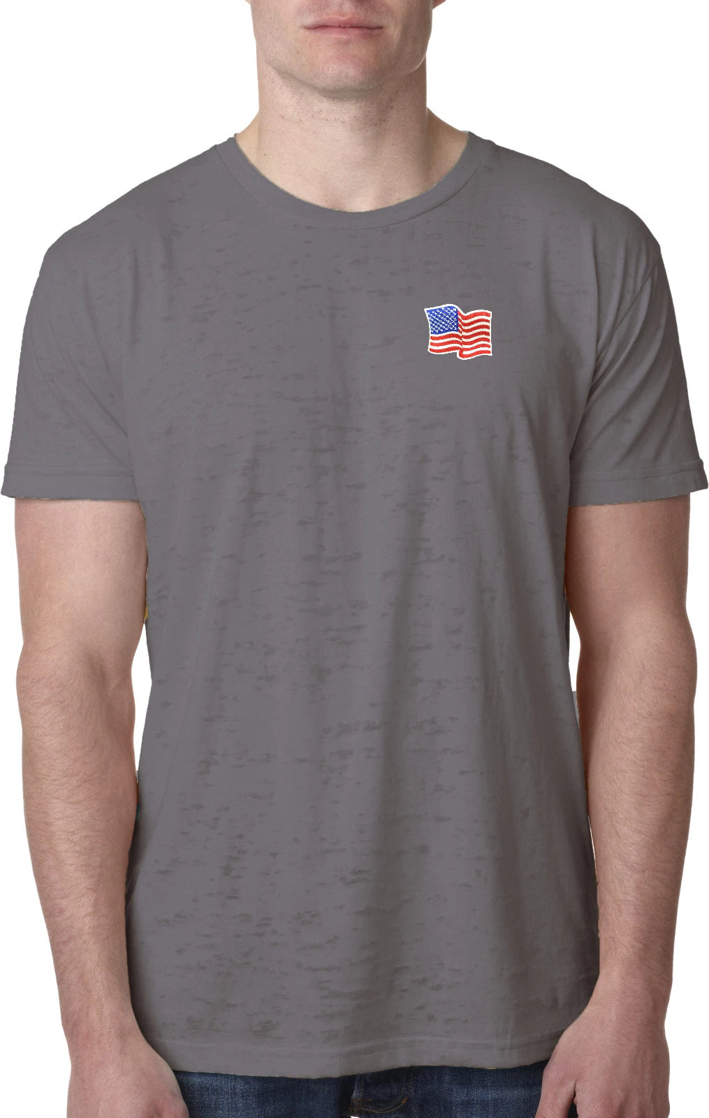 Buy Cool Shirts USA Patriotic T-shirt Waving Flag Patch Pocket Print Burnout Tee