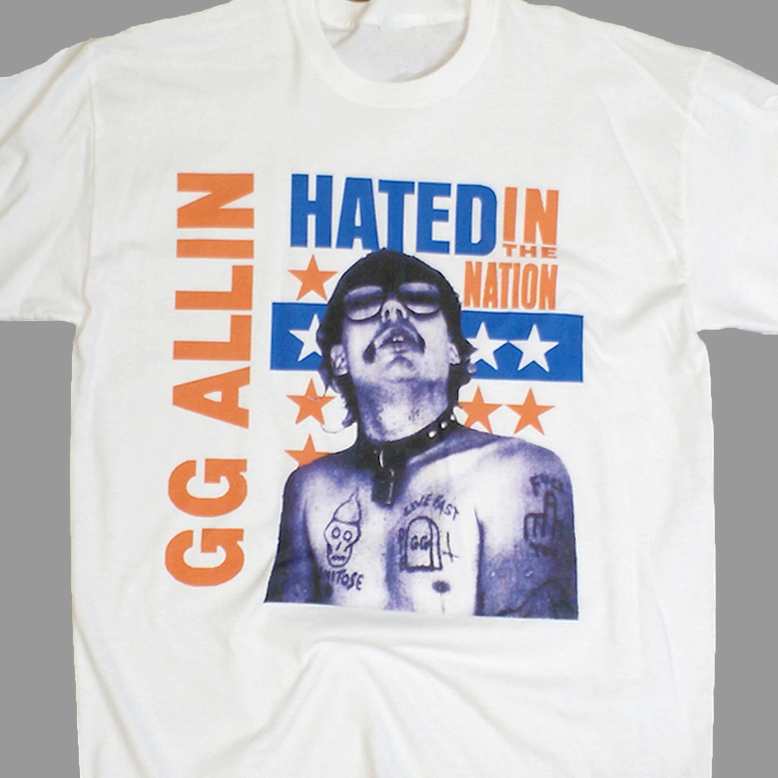 GG Allin Hardcore Metal Punk Rock Short Sleeve White Unisex T-shirt S-3XL