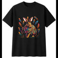 Flemish Giant Rabbit with Feathers Mens T-Shirt Cute Black 100% Cotton Kawaii