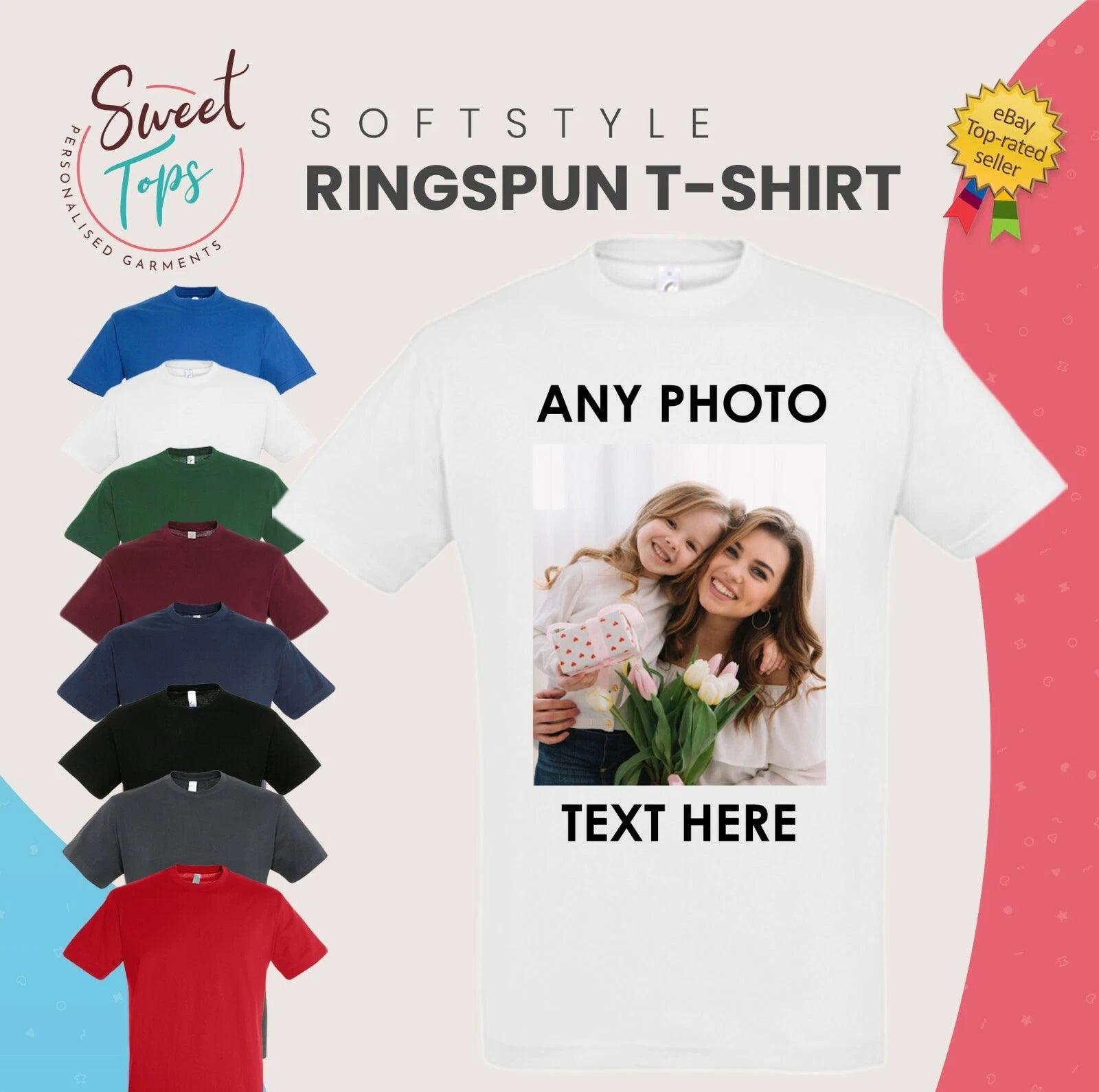 PERSONALISED CUSTOM PRINTED PHOTO SOFT STYLE T SHIRT GIFT MEN STAG CHARITY