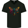A Retrowave Bee Mens V-Neck Cotton T-Shirt