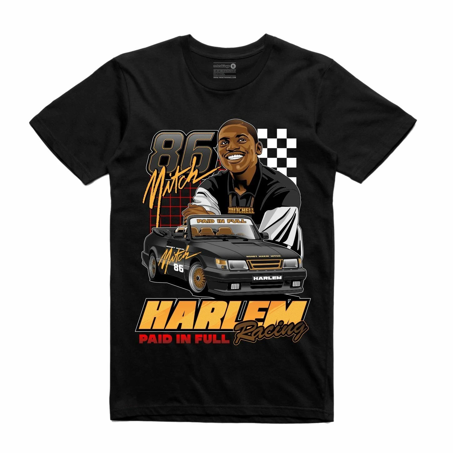 NEW Streetwear on Demand PAID IN FULL HARLEM RACIN BLACK Tee Shirt SMALL-3XLARGE