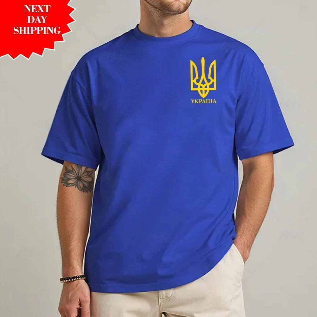 Ukraine T Shirt Printed Trident Flag Army Zelenskyy Emblem Save Ukraine Army Top
