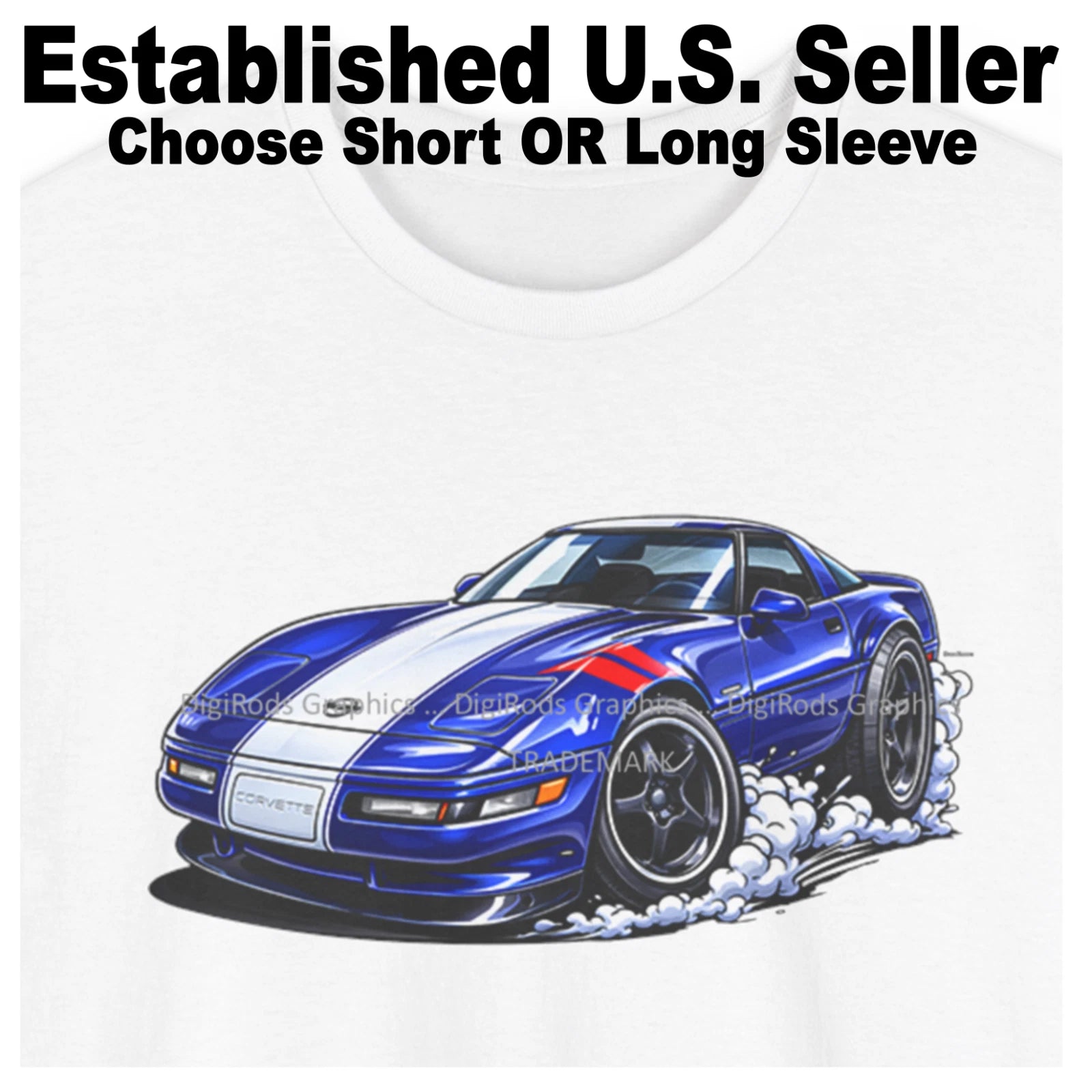 DigiRods Corvette C4 Grand Sport 1996 Limited Edition Model Cartoon Car T Shirt