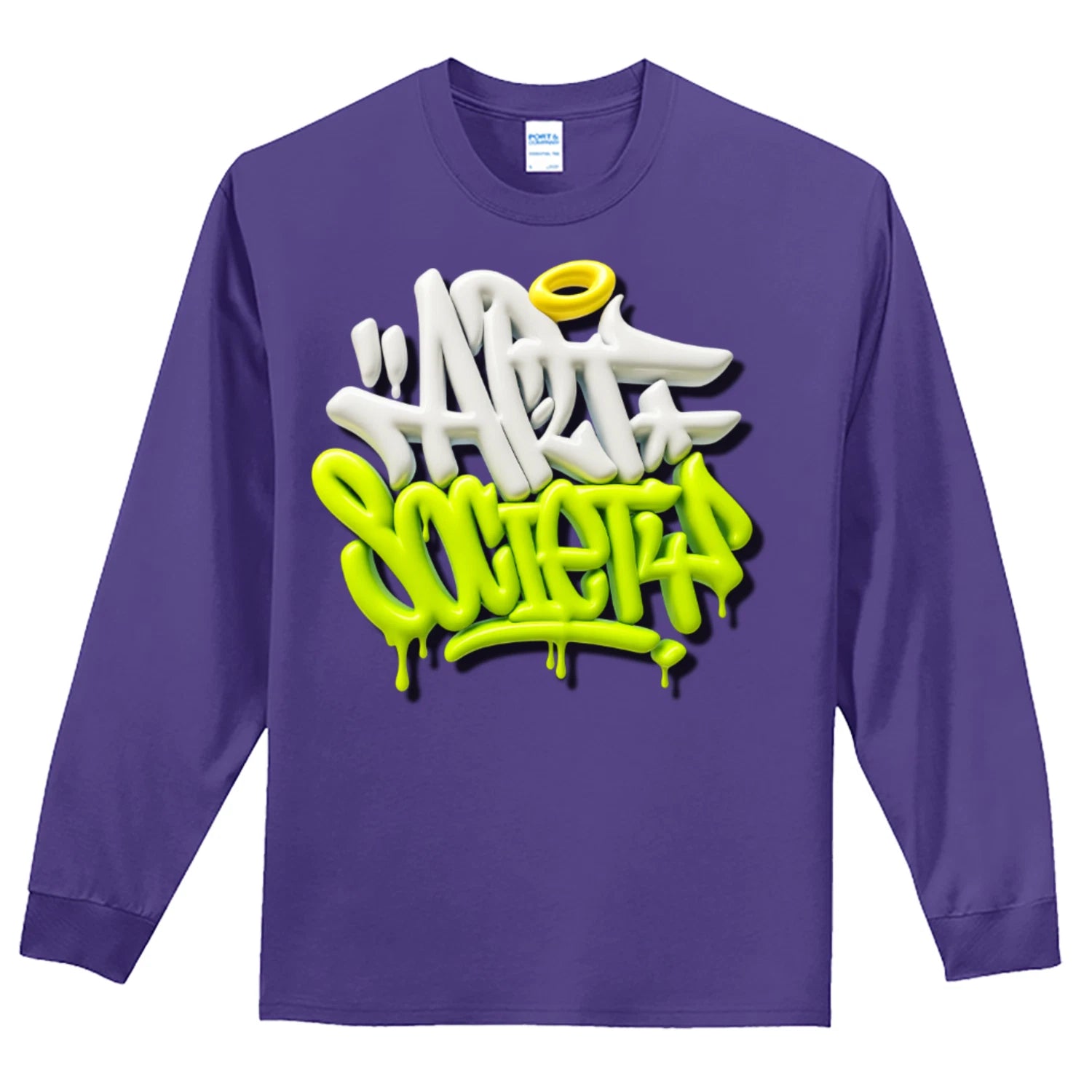 NEW Art Society 3D GRAFFITI DRIP PURPLE LS Tee Shirt SMALL-4XLARGE MADE IN USA