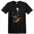 Skull Guitarist T Shirt Gothic Skeleton Musician Rock Horror Graphic Tee Gift