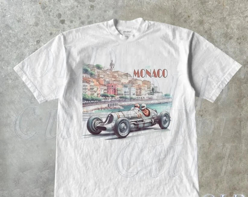 Vintage Monaco 1937 Racer Graphic T Shirt, father'ss day  Retro Shirt