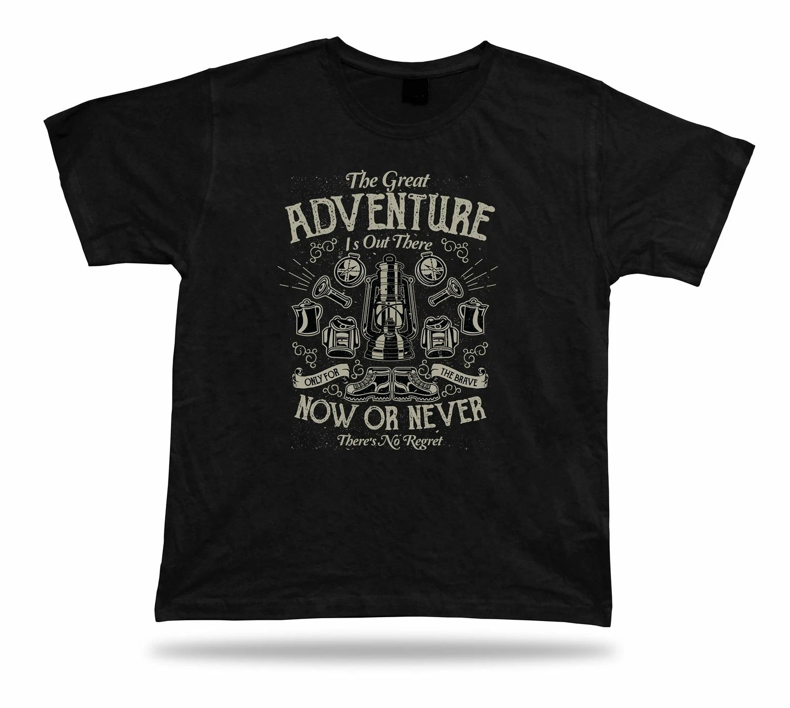 The great adventure is out there only for brave now or never modern design shirt
