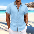 Men's Shirt Casual Slim Shirts Short Sleeve Button Down Tops Blouse