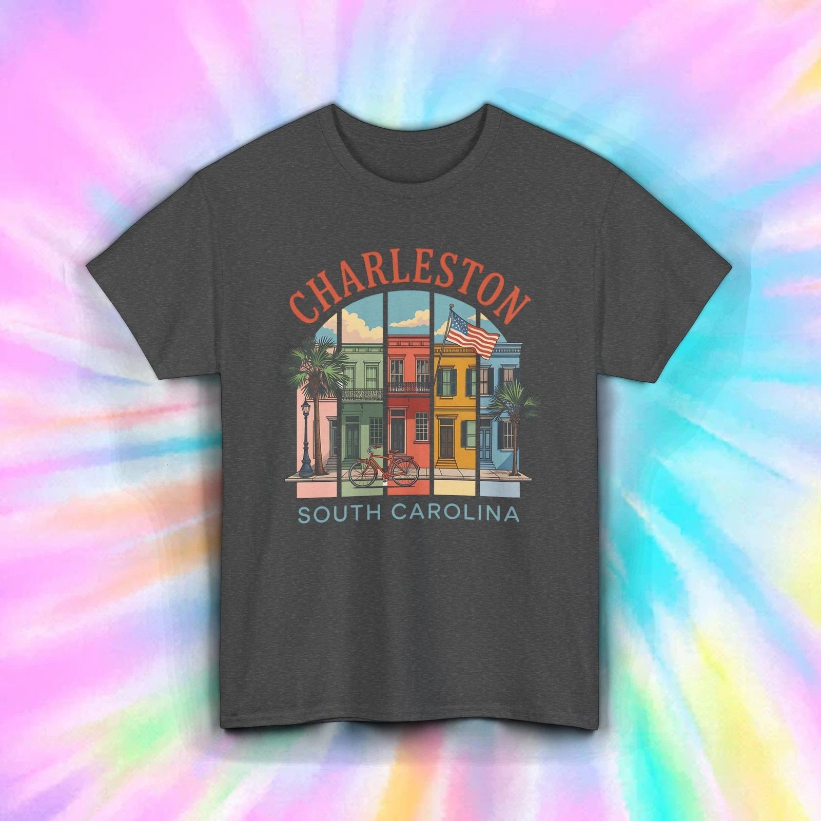 Charleston South Carolina Rainbow Row Historic Travel Souvenir T-Shirt S-5XL
