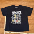 Artist Collective Angel & Devil Anime Graphic Tee Size XL Black Faded