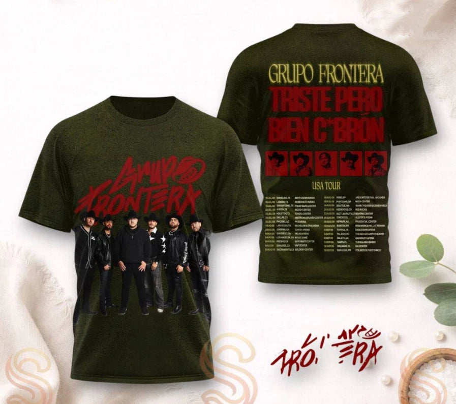 Grupo Frontera Triste Pero Bien Cbrón Tour 2026 AOP 3D T-Shirt