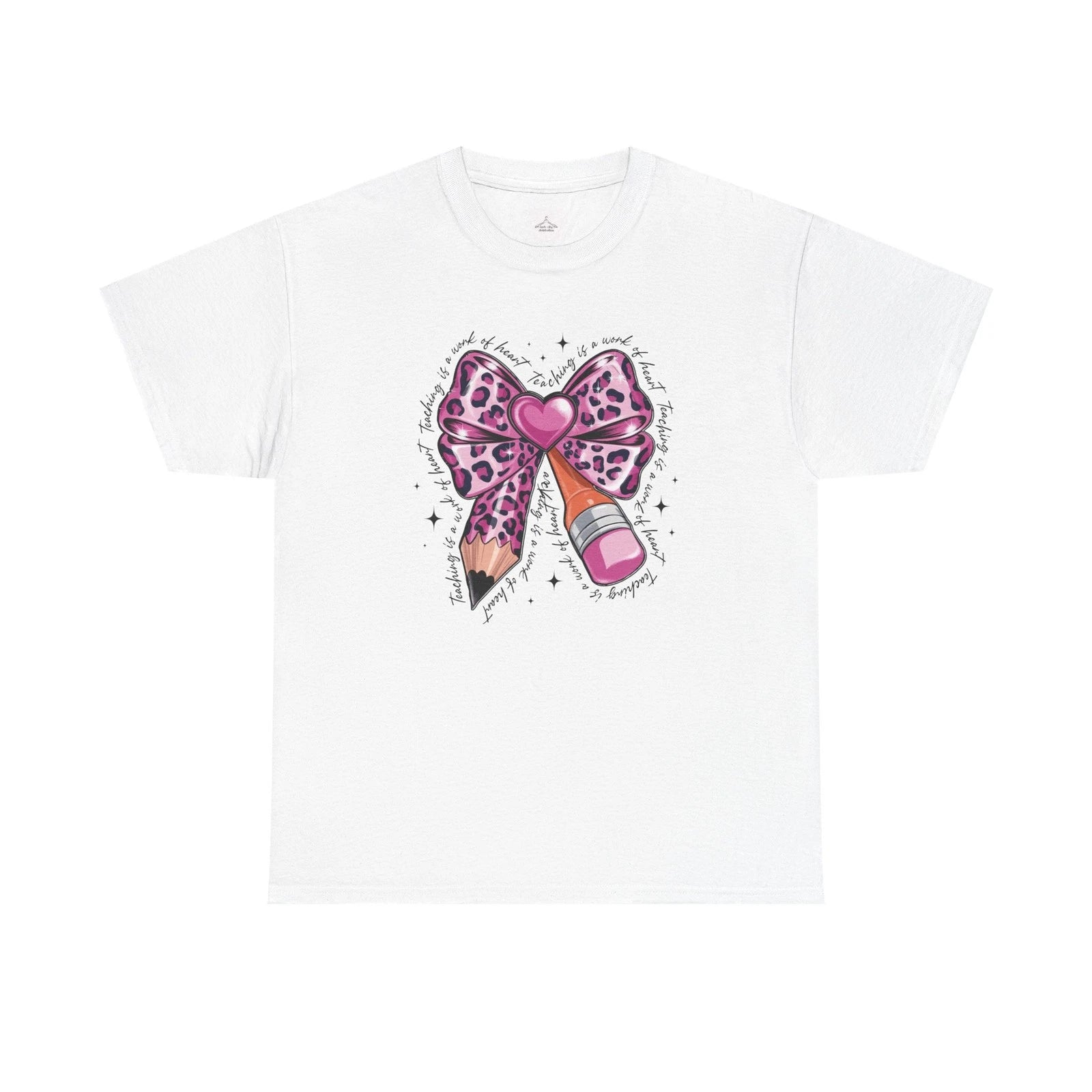 Leopard Heart Bow Tee, Cute Graphic T-Shirt, Trendy Casual Wear, Gift for Her,