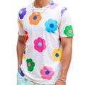 Mens Casual Short Sleeve T Shirt with Colorful Floral Prints for Daily Wear