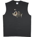 Men's sleeveless shirt fish bones fishing design workout muscle tee tank top