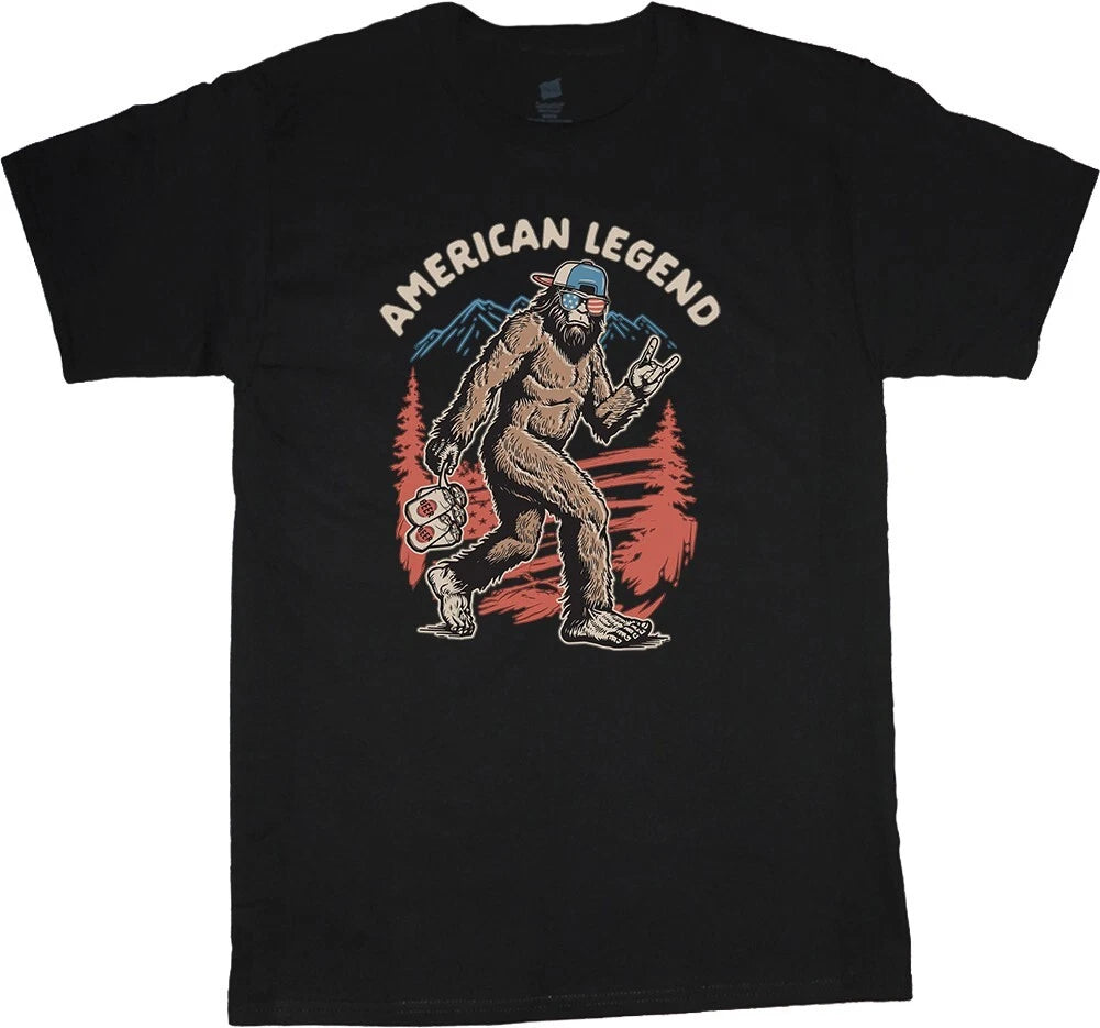 American Legend Sasquatch Funny T-shirt Mens Graphic Tees Dad Gifts Fathers Day