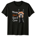 Messy Hair Dont Care Llama T-Shirt Sarcastic Alpaca Graphic Tee
