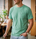 True Craft Mens Small Green Pocket T-Shirt Short Sleeve 100% Cotton Solid S