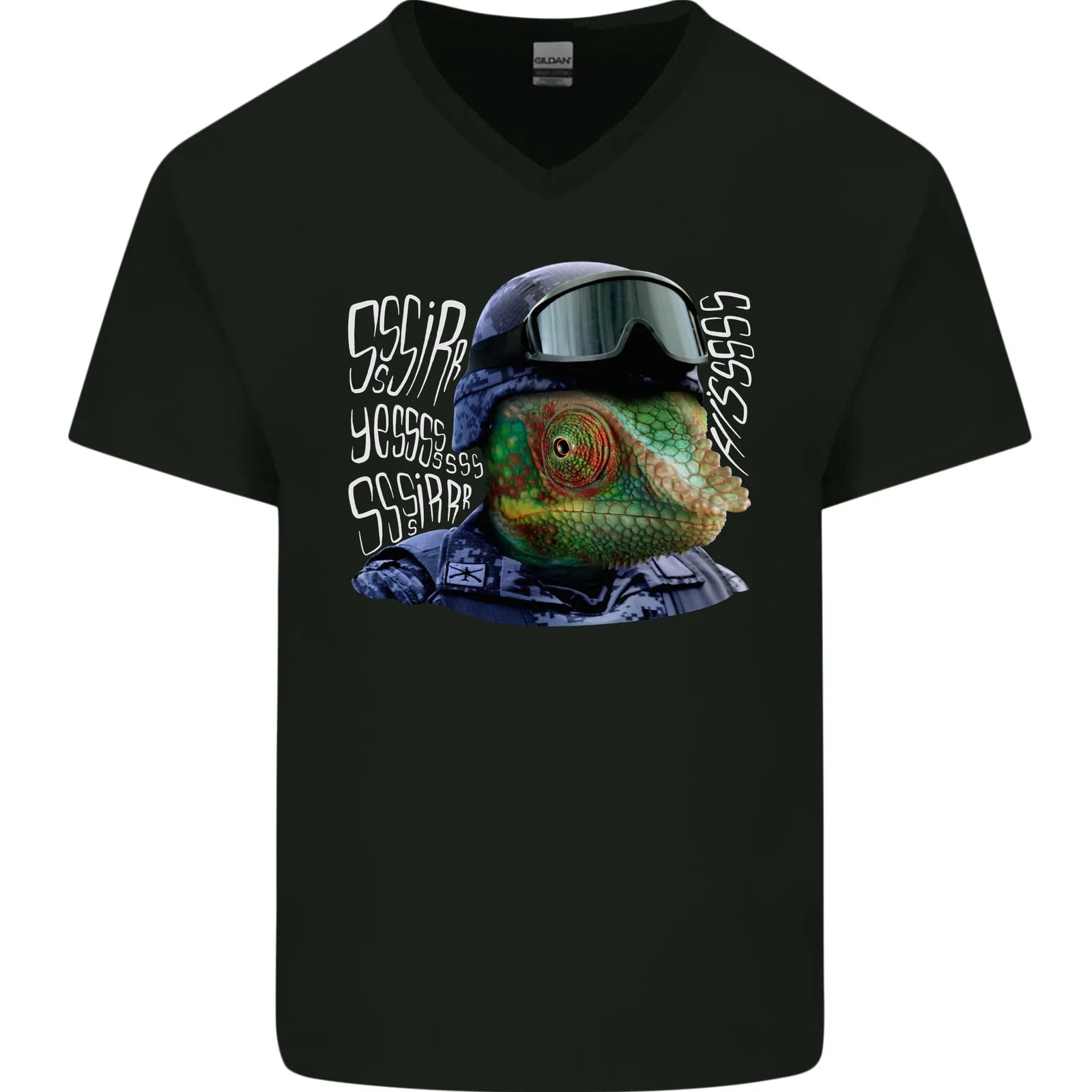 A Chameleon Soldier Mens V-Neck Cotton T-Shirt