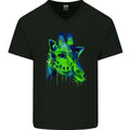 Giraffe Watercolour Mens V-Neck Cotton T-Shirt