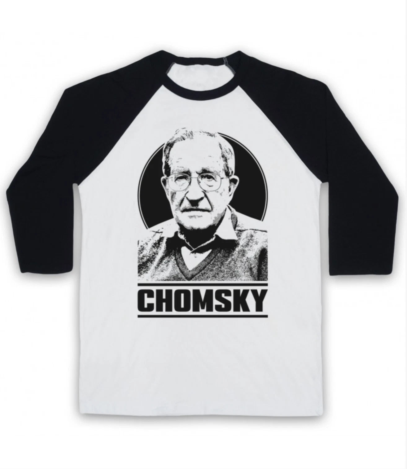 CHOMSKY NOAM FATHER MODERN LINGUISTICS CHOMSKY TRIBUTE 3/4 SLEEVE BASEBALL TEE