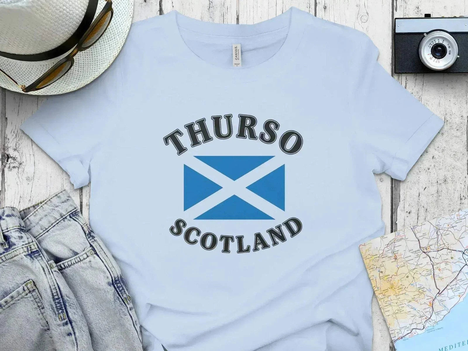 Thurso Scotland Flag Graphic Design T-Shirt
