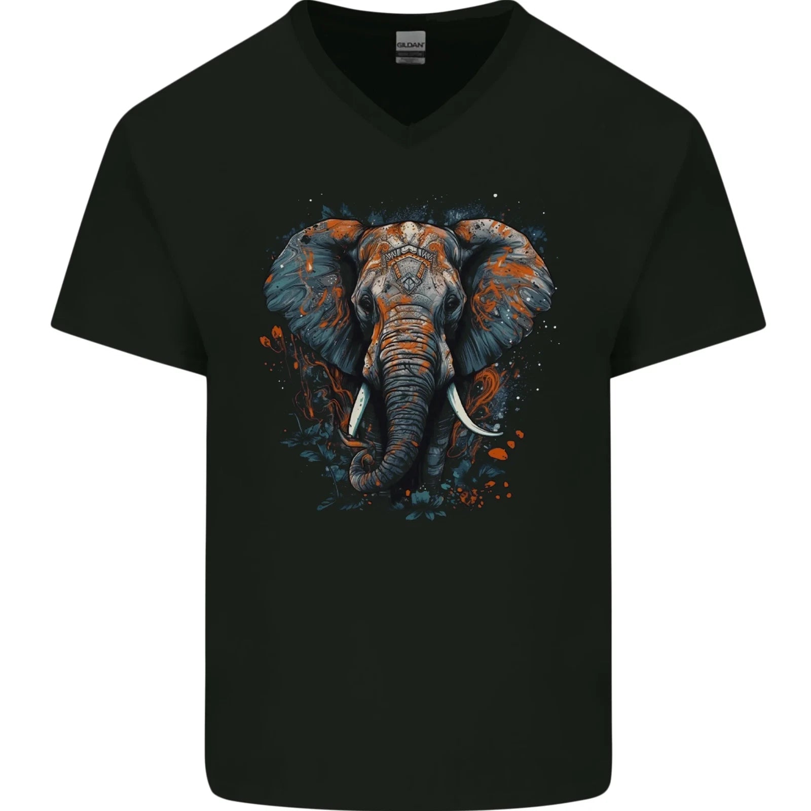 Abstract Elephant Mens V-Neck Cotton T-Shirt