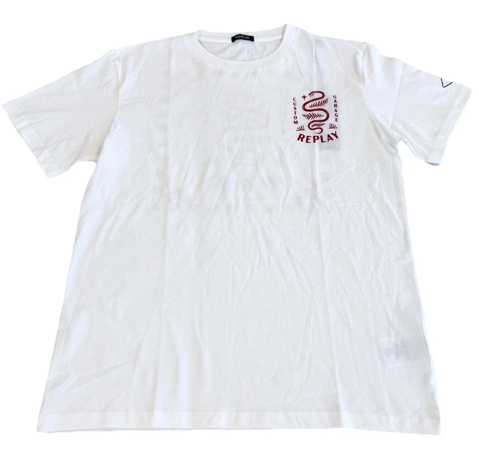 Replay Custom Garage Snake T-Shirt White / Red Mens Size UK Large New