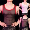 Fashionable See through Mesh Sleeveless Tank Tops for Men Ideal for Nightclubs