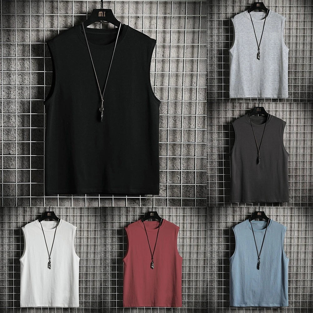 Solid Blank Tank Top Mens Sleveless Muscle Tee Stylish Gym Shirt for Summer