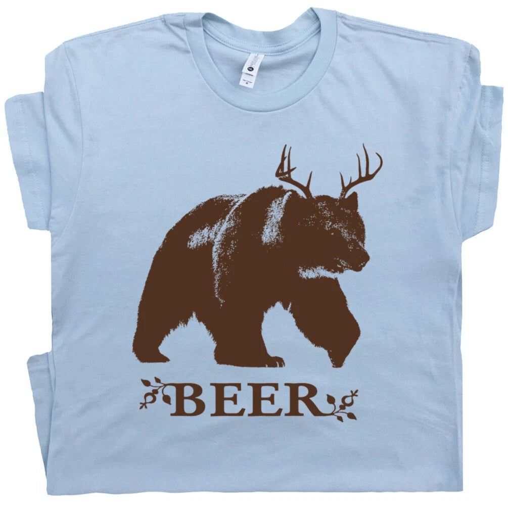 Bear Deer Beer T Shirt Funny Beer Novelty Cool Saying Alcohol Drinking Men Women