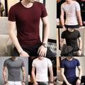 Short Sleeve Top Men Slim T-shirt Short Sleeve Slim Fit Regular Length