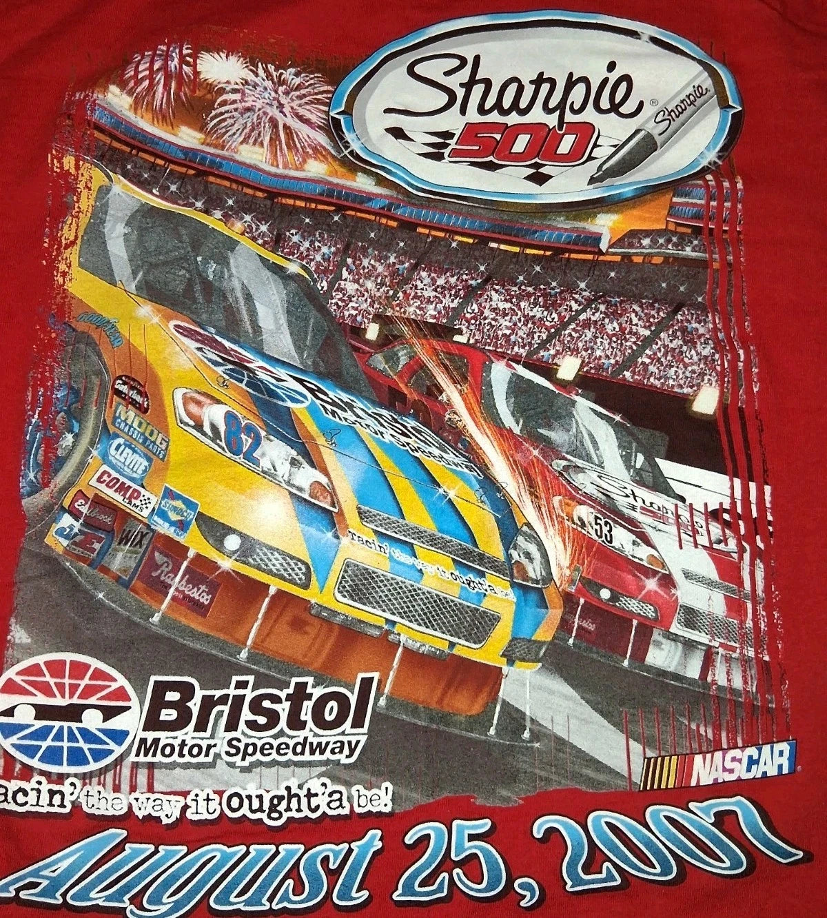 2007 NASCAR Men's XL T-Shirt Bristol Motor Speedway Y2K Large Graphic