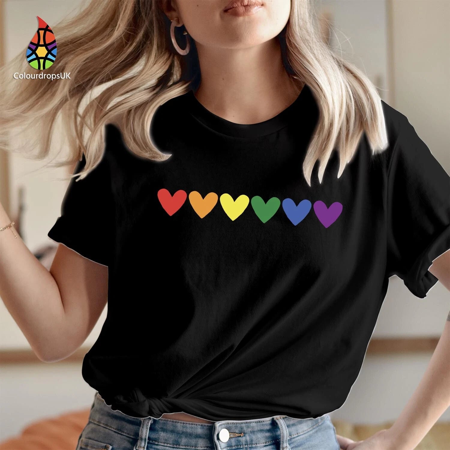 TSHIRT (3513) Rainbow Love Heart Butterfly Pride Gay Month LGBT LGBTQ T-Shirt