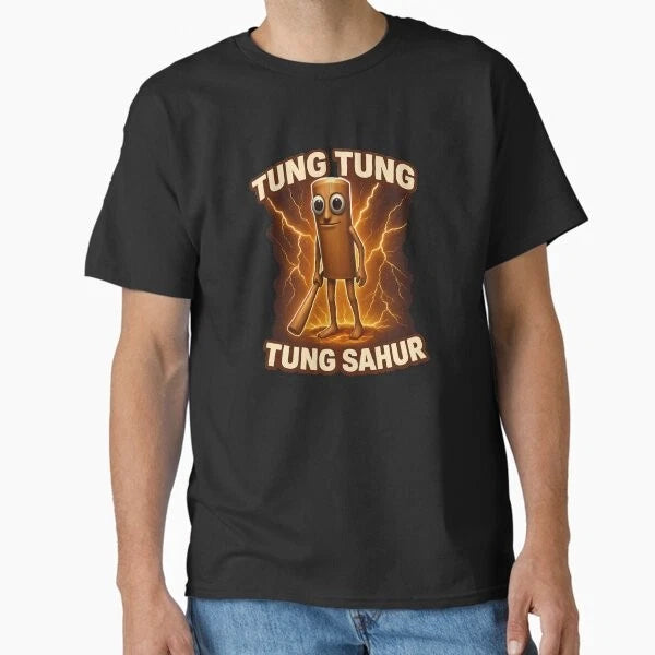 Tung Tung Tung Sahur Meme Character Funny Ita T-Shirt Made in US/AUS Size S-2XL