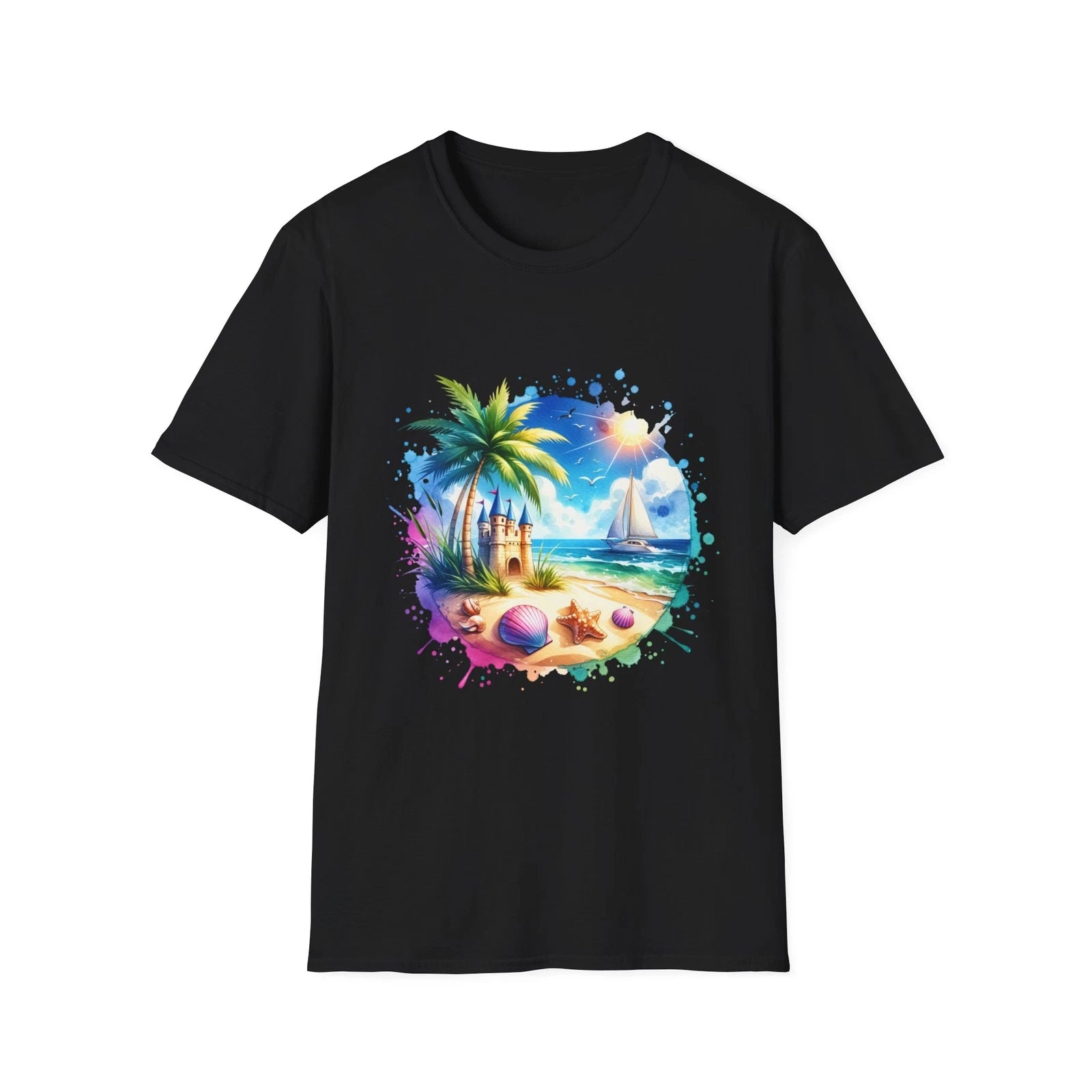 Beach Vibes Unisex Softstyle T-Shirt, Summer Gift, Vacation Apparel, Tropical