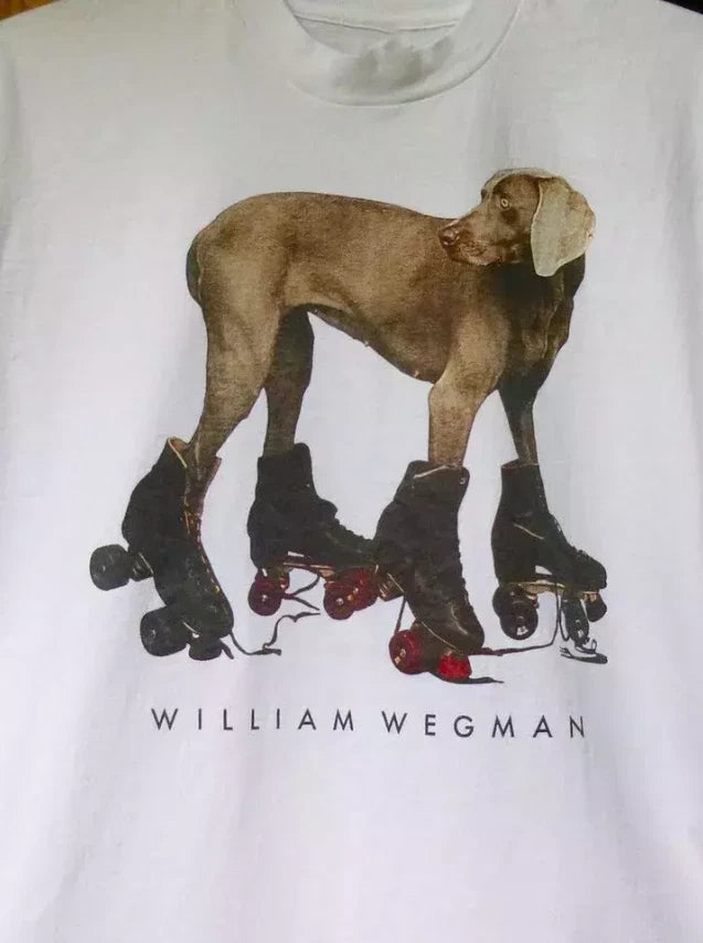 William Wegman Weimaraner on Roller Skates Men T-shirt White Tee