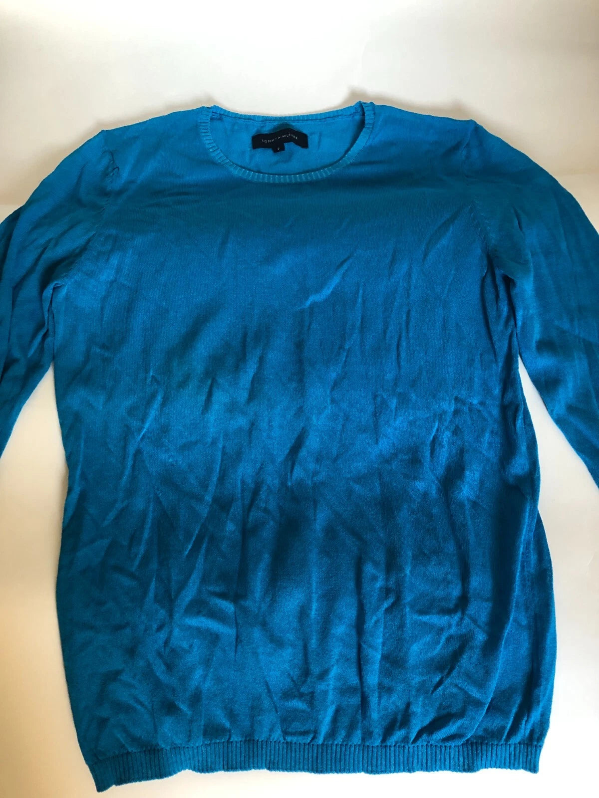 LNWOT Men Tommy Hilfiger Blue Azure Slim Silk Blend Long Sleeve Top Small