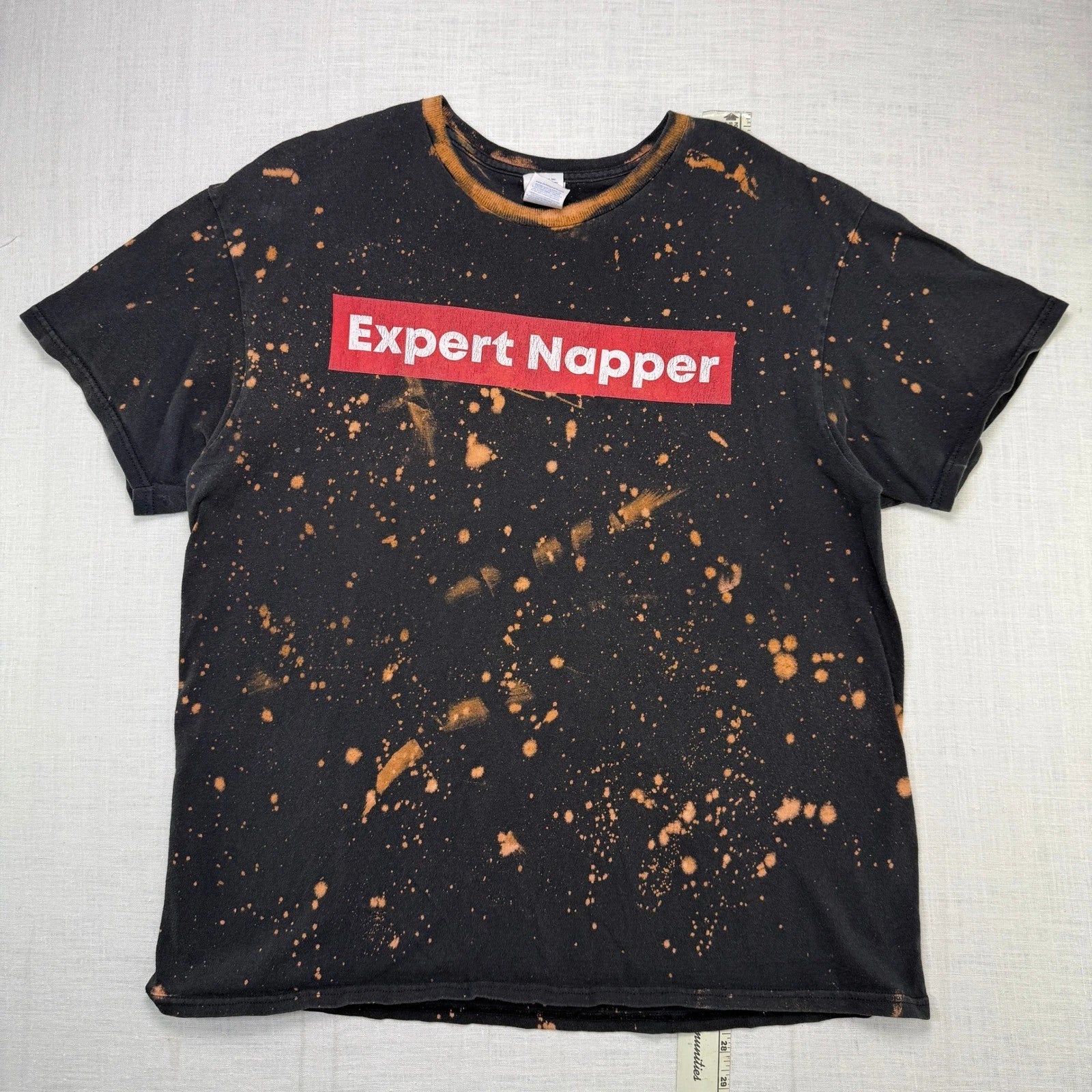 Expert Napper T-Shirt Bleached Distressed Custom Delta Large Men Black Tee Shirt