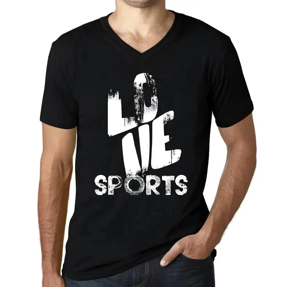 Men's Graphic T-Shirt V Neck Love Sports Eco-Friendly Limited Edition